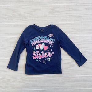 Garanimals Toddler Girls Navy "Awesome Sister" Long Sleeve Tee Size 3T
